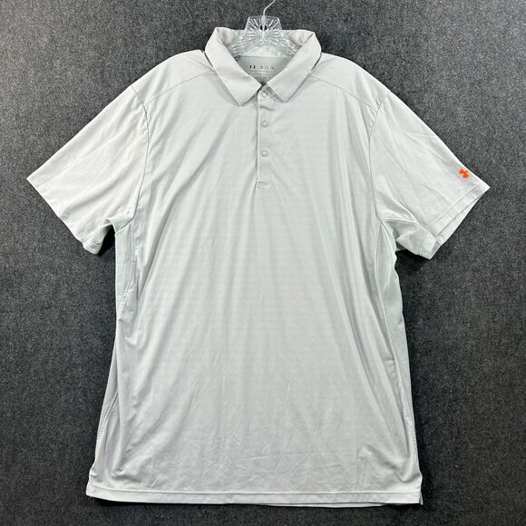 Under Armour Polo Shirt Men’s XXL Gray Golf Performance HeatGear Snap Button - Picture 1 of 11